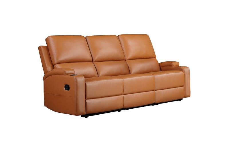 Reclinersoffa utan hörn Loft24 Soffa 3-sits Loft24 Dallas Brown Artificial leather - Möbler - Vardagsrum - Soffor - Reclinersoffor & Biosoffor