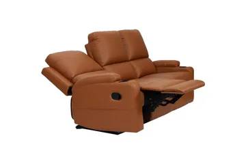Reclinersoffa utan hörn Loft24 Soffa 3-sits Loft24 Dallas Brown Artificial leather - Möbler - Vardagsrum - Soffor - Reclinersoffor & Biosoffor