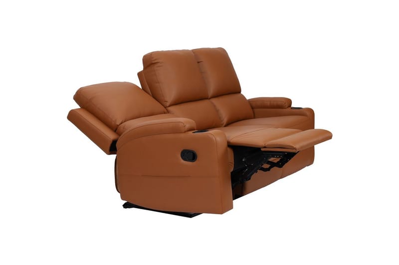 Reclinersoffa utan hörn Loft24 Soffa 3-sits Loft24 Dallas Brown Artificial leather - Möbler - Vardagsrum - Soffor - Reclinersoffor & Biosoffor