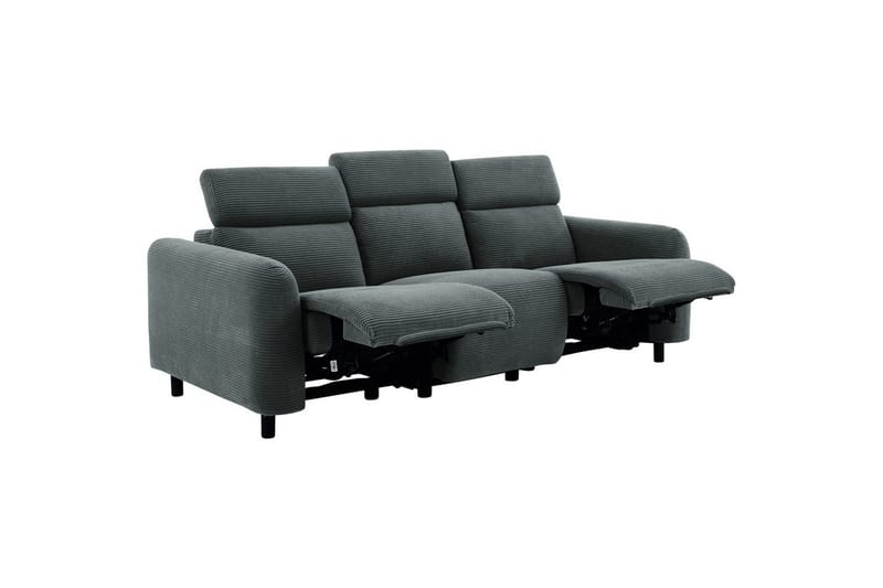 Reclinersoffa utan hörn Loft24 Soffa 3-sits Loft24 Skaane med 2 elektriska vilstolar Grey Manchester - Möbler - Vardagsrum - Soffor - Reclinersoffor & Biosoffor