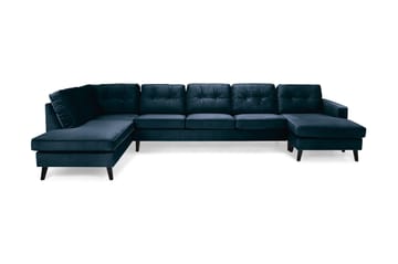 RIVALTA U-soffa Large med Divan Höger Sammet Midnattsblå