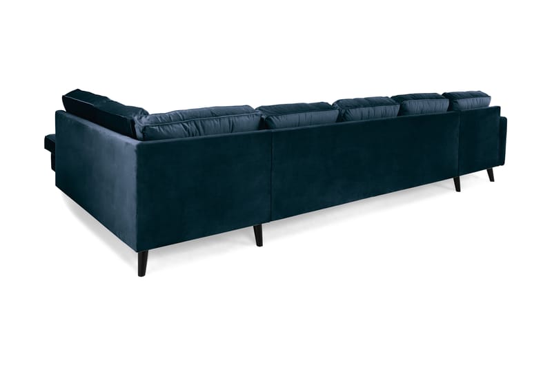 RIVALTA U-soffa Large med Divan Vänster Sammet Midnattsblå - U-soffor - Sammetssoffor