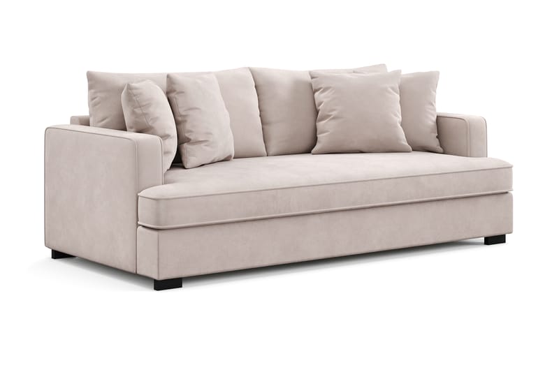 Rossita 3-sits Djup Sammetsoffa med hel dyna - Beige - Möbler - Vardagsrum - Soffor - Sammetssoffor