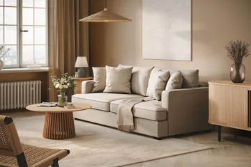 Rossita 3-sits Djup Soffa i Bouclé - Beige - Möbler - Vardagsrum - Soffor - 3-sits soffor