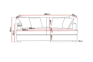 Rossita 3-sits Djup Soffa i Chenille - Svart - Möbler - Vardagsrum - Soffor - 3-sits soffor