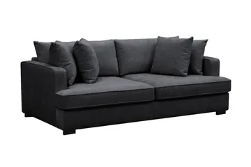 Rossita 3-sits Djup Soffa i Chenille - Trenza 01, Svart Chenille - Möbler - Vardagsrum - Soffor - 3-sits soffor