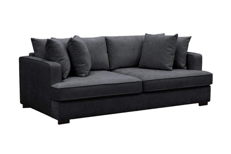 Rossita 3-sits Djup Soffa i Chenille - Trenza 01, Svart Chenille - Möbler - Vardagsrum - Soffor - 3-sits soffor
