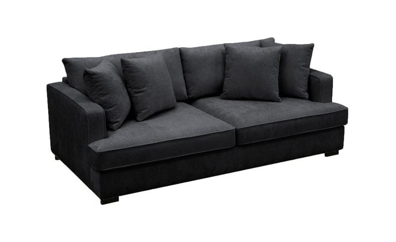 Rossita 3-sits Djup Soffa i Chenille - Trenza 01, Svart Chenille - Möbler - Vardagsrum - Soffor - 3-sits soffor