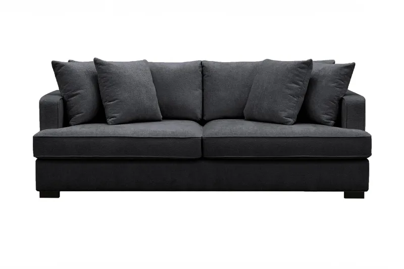 Rossita 3-sits Djup Soffa i Chenille - Trenza 01, Svart Chenille - Möbler - Vardagsrum - Soffor - 3-sits soffor