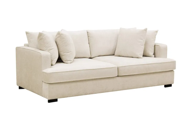 Rossita 3-sits Djup Soffa i Chenille - Trenza 06, Beige Chenille - Möbler - Vardagsrum - Soffor - 3-sits soffor