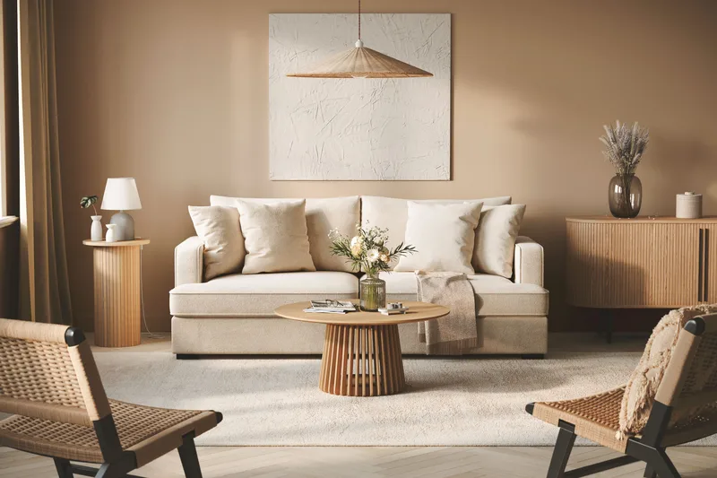 Rossita 3-sits Djup Soffa i Chenille - Trenza 06, Beige Chenille - Möbler - Vardagsrum - Soffor - 3-sits soffor
