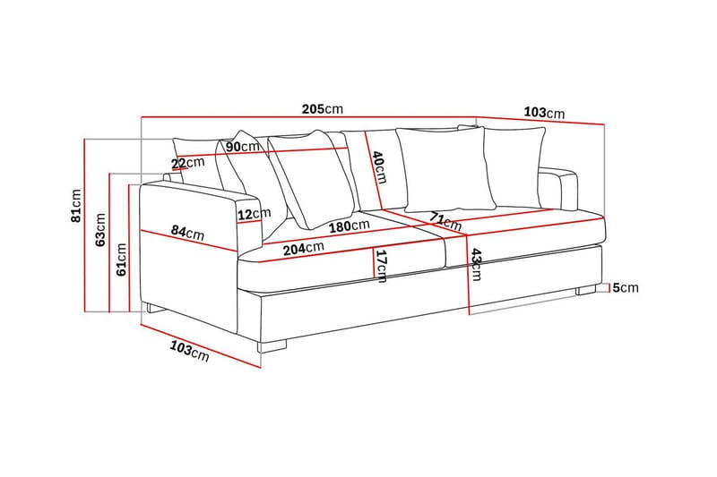 Rossita 3-sits Djup Soffa i Manchester - Beige - Möbler - Vardagsrum - Soffor - 3-sits soffor