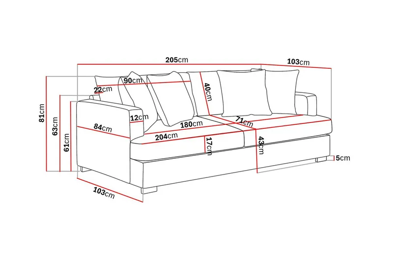 Rossita 3-sits Djup Soffa i Manchester - Mörkgrön - Möbler - Vardagsrum - Soffor - 3-sits soffor