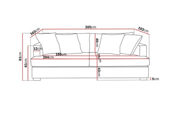 Rossita 3-sits Djup Soffa i Tyg - Beige - Möbler - Vardagsrum - Soffor - 3-sits soffor