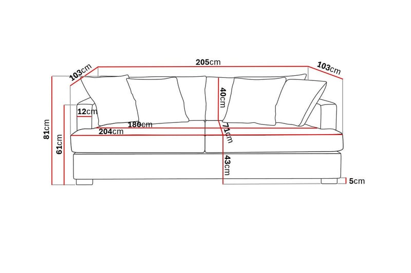 Rossita 3-sits Djup Soffa i Tyg - Beige - Möbler - Vardagsrum - Soffor - 3-sits soffor