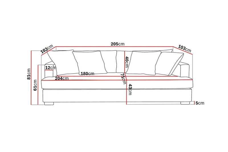 Rossita 3-sits Djup Soffa med Hel dyna i Bouclé - Beige - Möbler - Vardagsrum - Soffor - 3-sits soffor