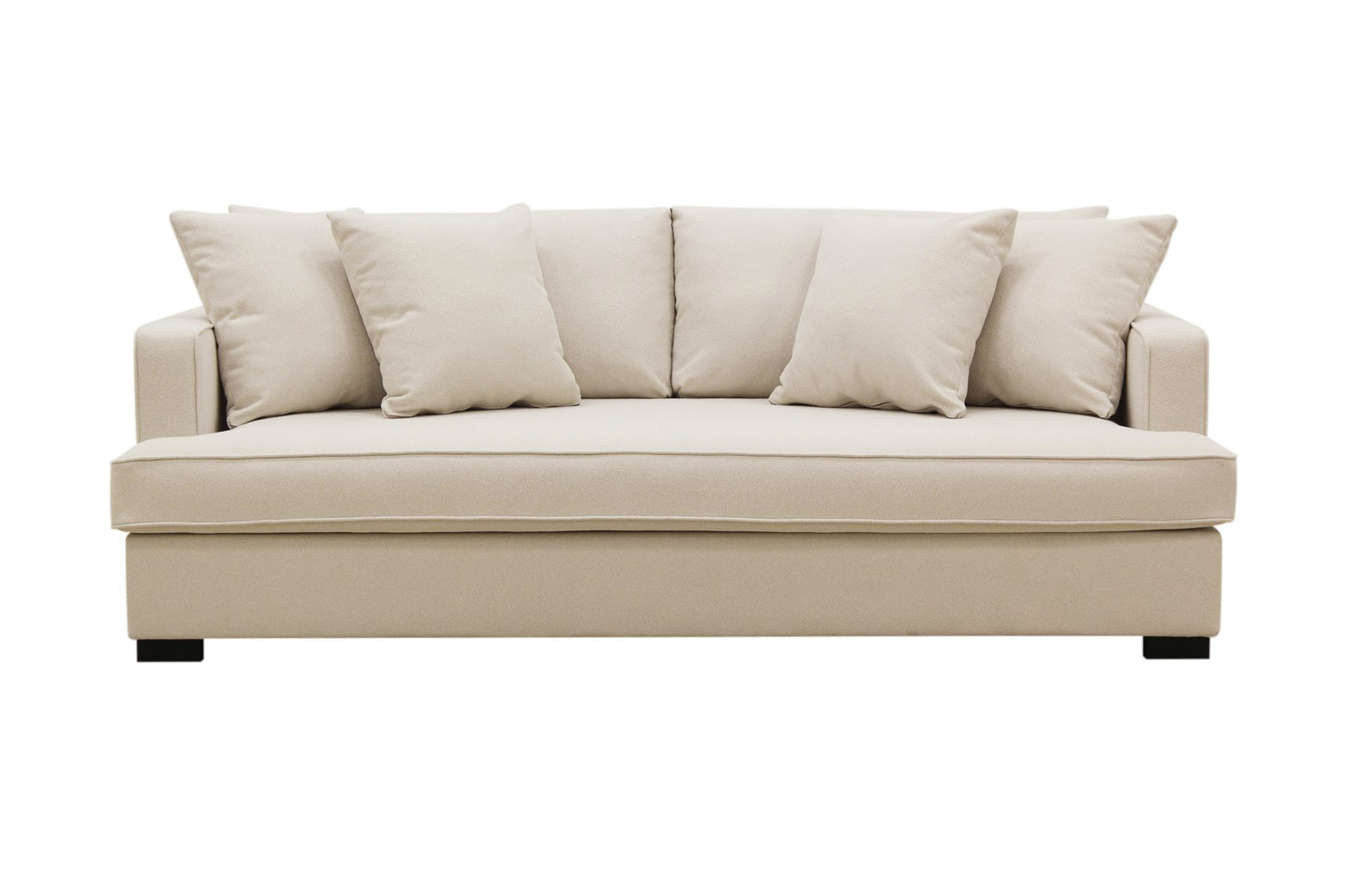 rossita 3-sits djup soffa med hel dyna i bouclé - beige