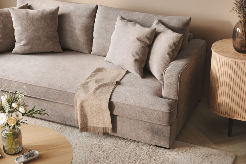 Rossita 3-sits Djup Soffa med hel dyna i Chenille - Grå / Brun - Möbler - Vardagsrum - Soffor - 3-sits soffor