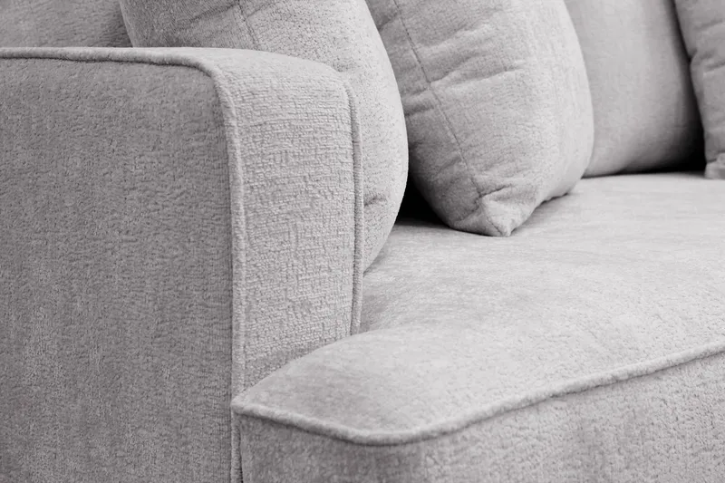 Rossita 3-sits Djup Soffa med hel dyna i Chenille - Grå - Möbler - Vardagsrum - Soffor - 3-sits soffor