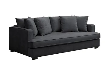 Rossita 3-sits Djup Soffa med hel dyna i Chenille - Trenza 01, Svart Chenille - Möbler - Vardagsrum - Soffor - 3-sits soffor