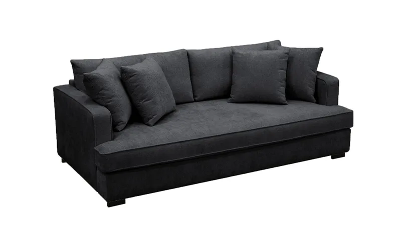 Rossita 3-sits Djup Soffa med hel dyna i Chenille - Trenza 01, Svart Chenille - Möbler - Vardagsrum - Soffor - 3-sits soffor
