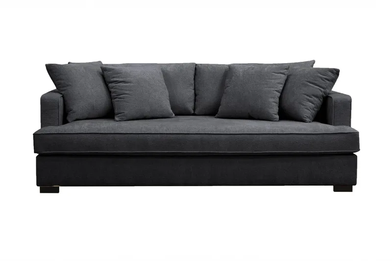 Rossita 3-sits Djup Soffa med hel dyna i Chenille - Trenza 01, Svart Chenille - Möbler - Vardagsrum - Soffor - 3-sits soffor
