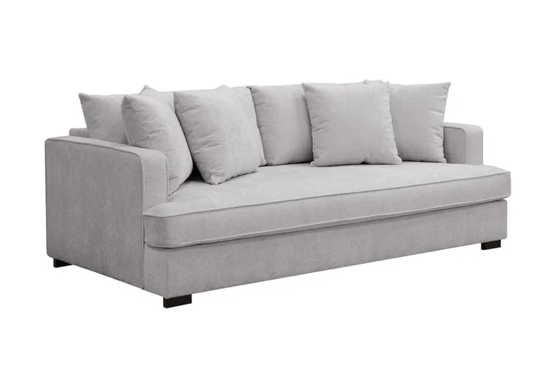 Rossita 3-sits Djup Soffa med hel dyna i Chenille - Trenza 03, Grå Chenille - Möbler - Vardagsrum - Soffor - 3-sits soffor
