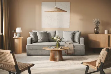 Rossita 3-sits Djup Soffa med hel dyna i Chenille - Trenza 03, Grå Chenille - Möbler - Vardagsrum - Soffor - 3-sits soffor