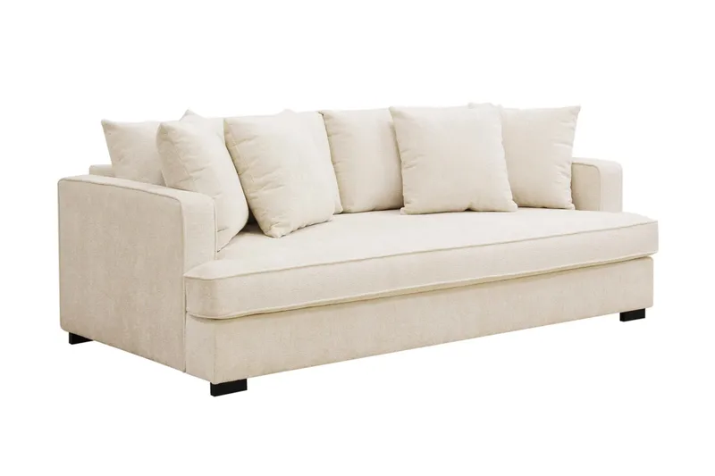 Rossita 3-sits Djup Soffa med hel dyna i Chenille - Trenza 06, Beige Chenille - Möbler - Vardagsrum - Soffor - 3-sits soffor