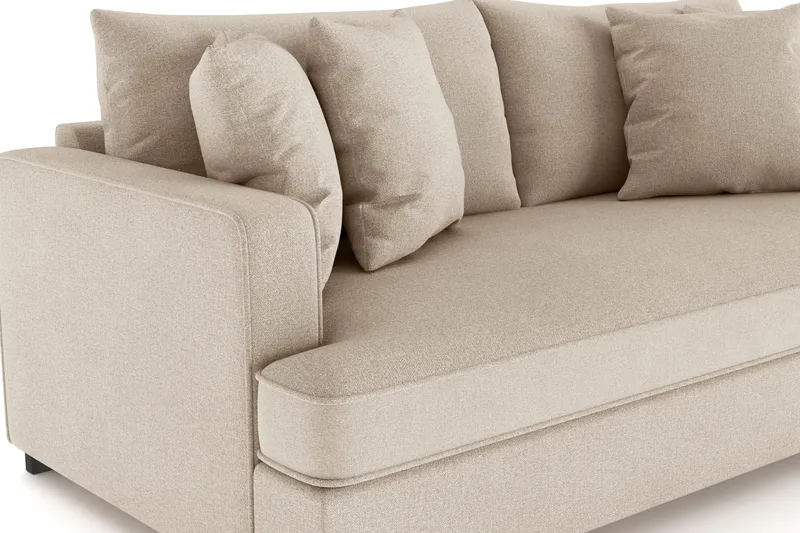 Rossita 3-sits Djup Soffa med hel dyna i Tyg - Beige - Möbler - Vardagsrum - Soffor - 3-sits soffor
