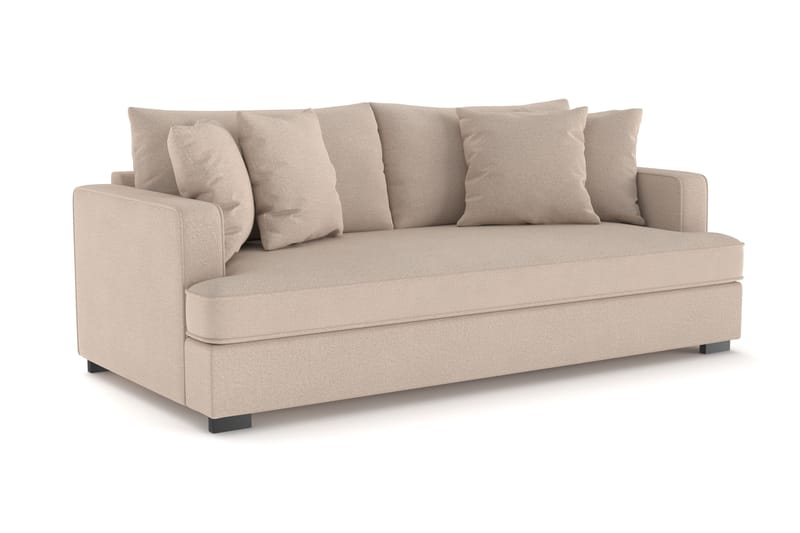 Rossita 3-sits Djup Soffa med hel dyna i Tyg - Beige - Möbler - Vardagsrum - Soffor - 3-sits soffor