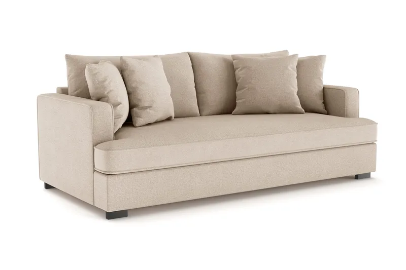 Rossita 3-sits Djup Soffa med hel dyna i Tyg - Beige - Möbler - Vardagsrum - Soffor - 3-sits soffor