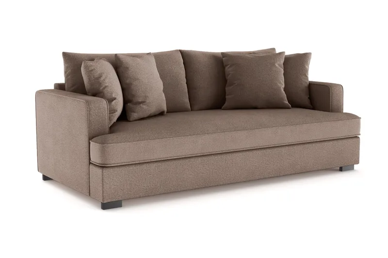 Rossita 3-sits Djup Soffa med hel dyna i Tyg - Brun - Möbler - Vardagsrum - Soffor - 3-sits soffor