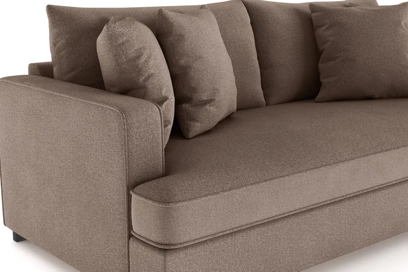 Rossita 3-sits Djup Soffa med hel dyna i Tyg - Brun - Möbler - Vardagsrum - Soffor - 3-sits soffor