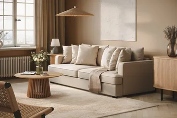Rossita 4-sits Djup Soffa i Bouclé - Beige - Möbler - Vardagsrum - Soffor - 4-sits soffor