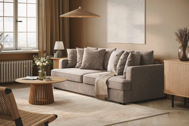 Rossita 4-sits Djup Soffa i Chenille - Grå / Brun - Möbler - Vardagsrum - Soffor - 4-sits soffor