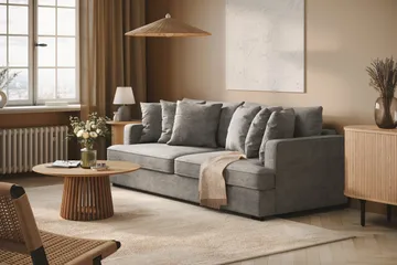 Rossita 4-sits Djup Soffa i Chenille - Ljus Grå - Möbler - Vardagsrum - Soffor - 4-sits soffor