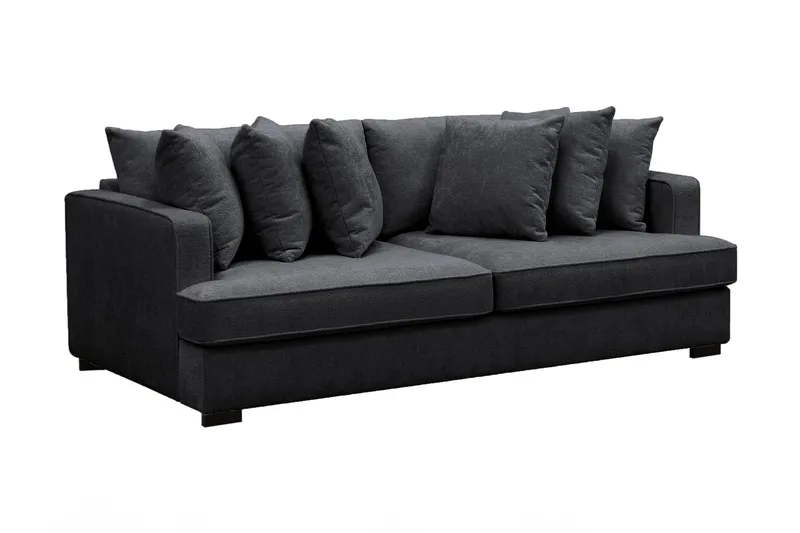 Rossita 4-sits Djup Soffa i Chenille - Trenza 01, Svart Chenille - Möbler - Vardagsrum - Soffor - 4-sits soffor
