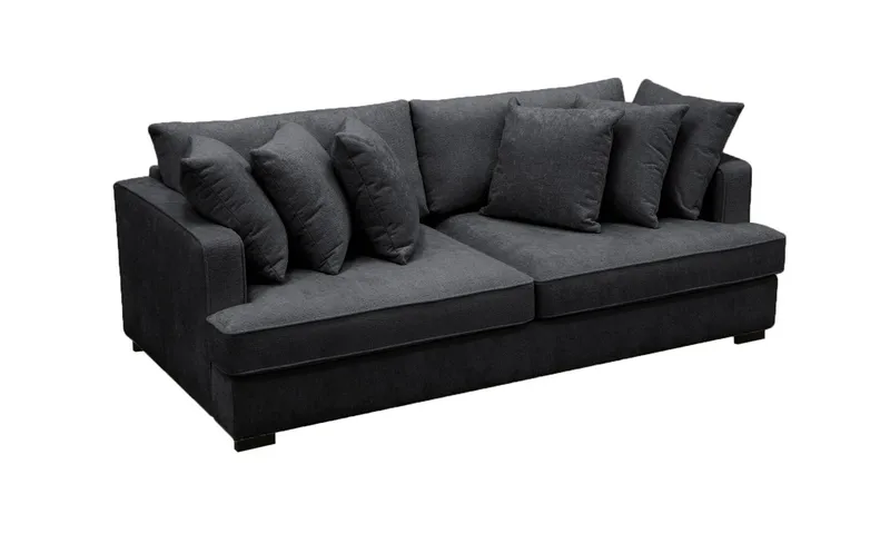 Rossita 4-sits Djup Soffa i Chenille - Trenza 01, Svart Chenille - Möbler - Vardagsrum - Soffor - 4-sits soffor