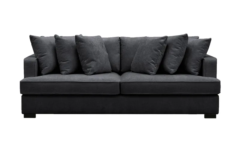 Rossita 4-sits Djup Soffa i Chenille - Trenza 01, Svart Chenille - Möbler - Vardagsrum - Soffor - 4-sits soffor