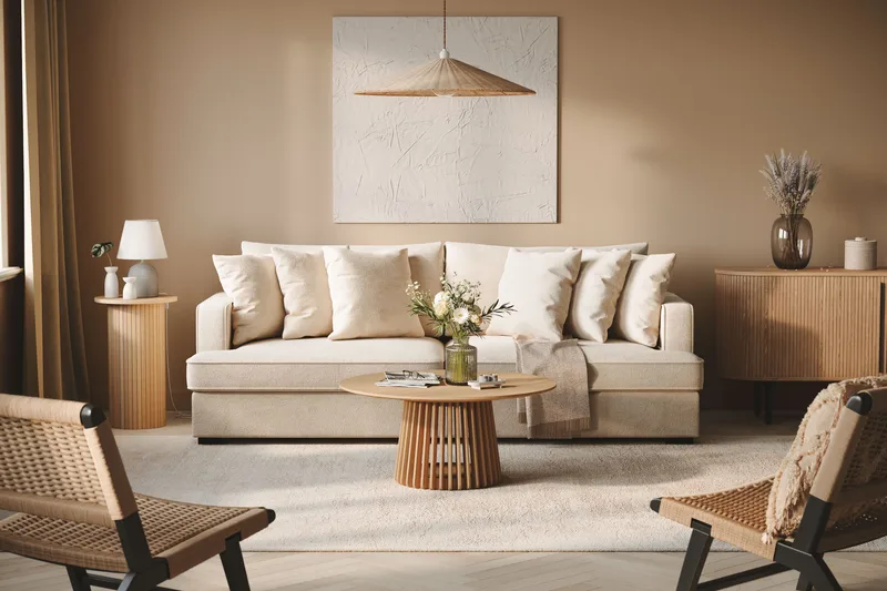 Rossita 4-sits Djup Soffa i Chenille - Trenza 06, Beige Chenille - Möbler - Vardagsrum - Soffor - 4-sits soffor