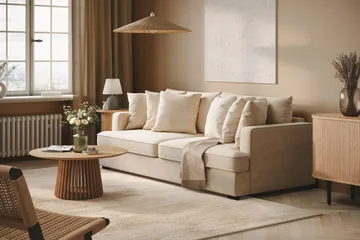 Rossita 4-sits Djup Soffa i Chenille - Trenza 06, Beige Chenille - Möbler - Vardagsrum - Soffor - 4-sits soffor