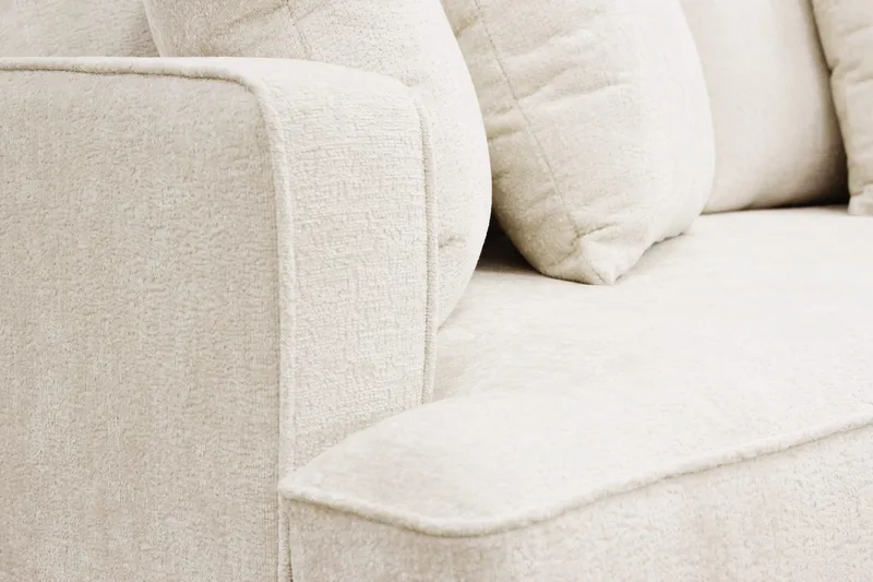 Rossita 4-sits Högervänd L-formad Djup Schäslongsoffa i Chenille - Beige - Möbler - Vardagsrum - Soffor - Divansoffa & schäslong