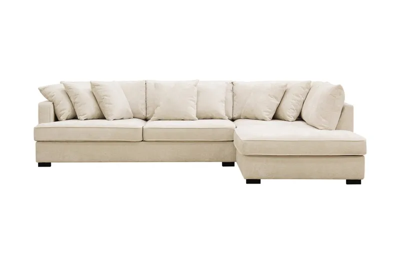 Rossita 4-sits Högervänd L-formad Djup Schäslongsoffa i Chenille - Beige - Möbler - Vardagsrum - Soffor - Divansoffa & schäslong
