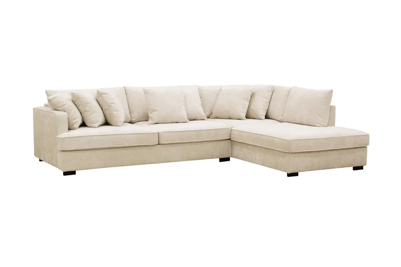 Rossita 4-sits Högervänd L-formad Djup Schäslongsoffa i Chenille - Beige - Möbler - Vardagsrum - Soffor - Divansoffa & schäslong