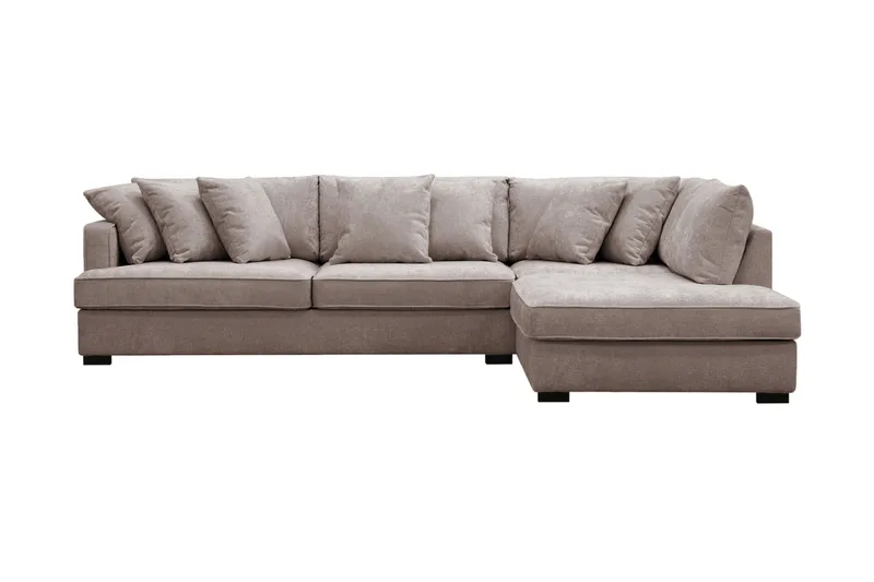 Rossita 4-sits Högervänd L-formad Djup Schäslongsoffa i Chenille - Grå / Brun - Möbler - Vardagsrum - Soffor - Divansoffa & schäslong