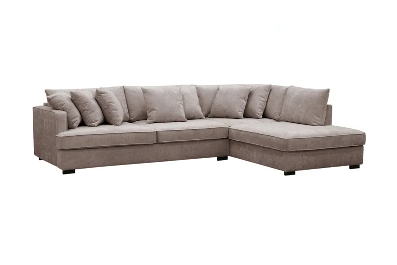 Rossita 4-sits Högervänd L-formad Djup Schäslongsoffa i Chenille - Grå / Brun - Möbler - Vardagsrum - Soffor - Divansoffa & schäslong