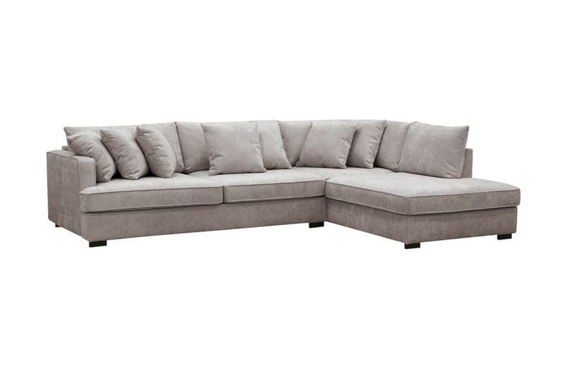 Rossita 4-sits Högervänd L-formad Djup Schäslongsoffa i Chenille - Grå / Brun - Möbler - Vardagsrum - Soffor - Divansoffa & schäslong