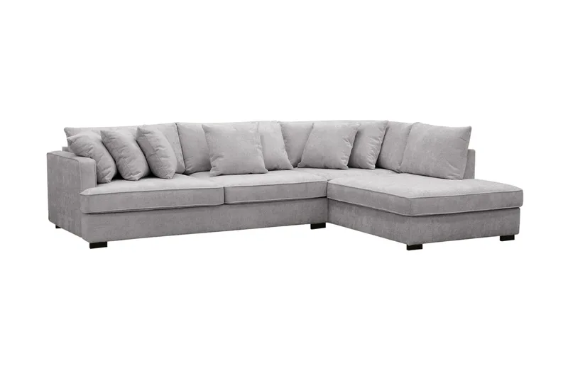 Rossita 4-sits Högervänd L-formad Djup Schäslongsoffa i Chenille - Grå - Möbler - Vardagsrum - Soffor - Divansoffa & schäslong