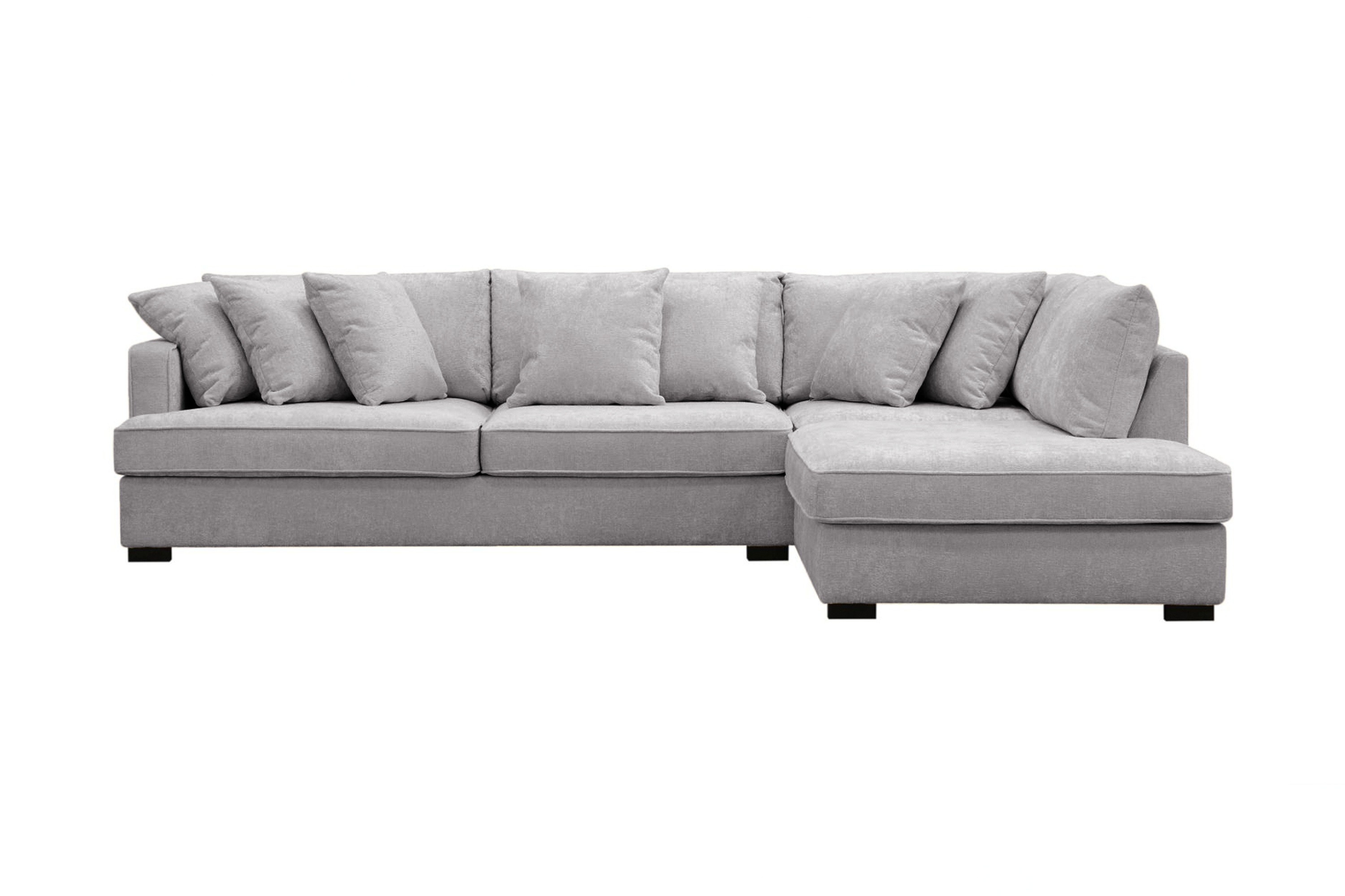 rossita 4-sits högervänd l-formad djup schäslongsoffa i chenille - grå